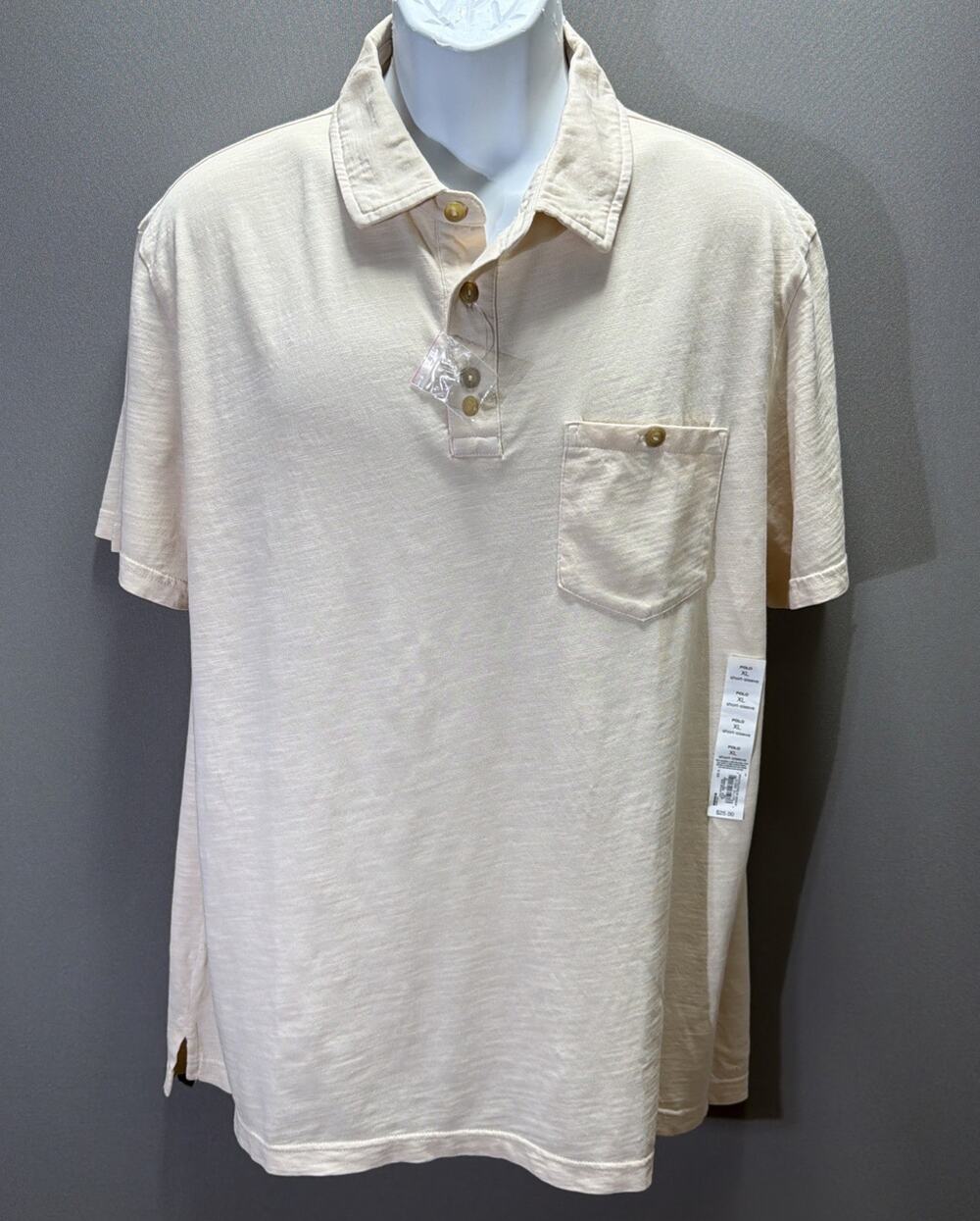 SONOMA Polo Shirt Mens XL Sand Short Sleeve Collar Stretch NEW